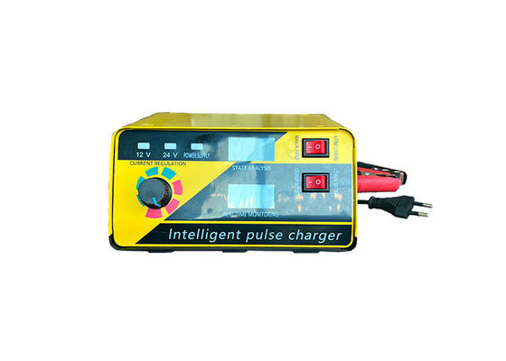 Carregador de bateria de motor doméstico inteligente com tela LED de casca de metal amarela Carregador de bateria de carregamento rápido de lítio