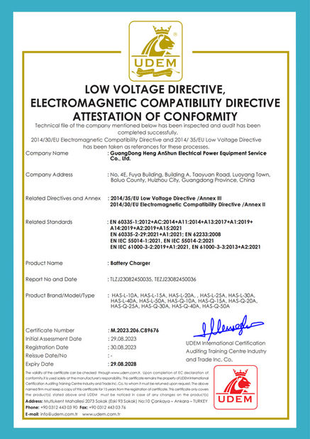 China GuangDong Heng AnShun Electrical Power Equipment Service Co., Ltd. Certificações